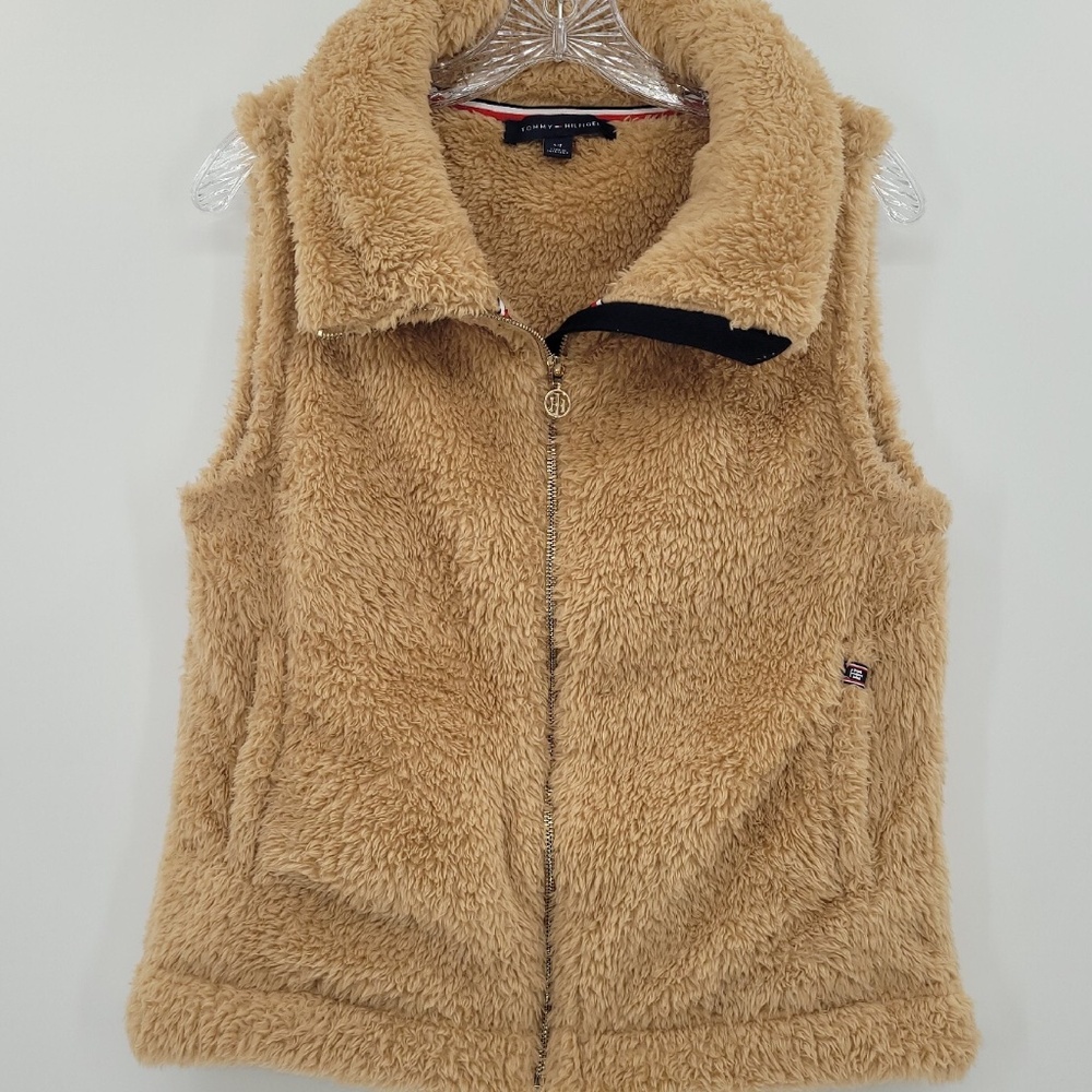 Tommy Hilfiger Tan Sherpa Zip Vest